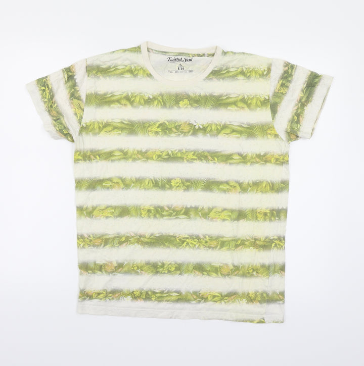 Twisted Soul Womens Green Floral Jersey Basic T-Shirt Size S