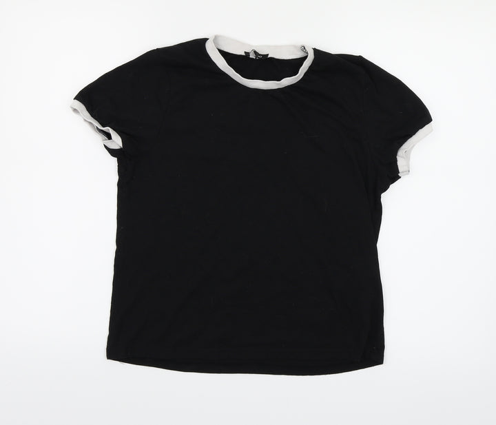 Boohoo Womens Black Jersey Ringer T-Shirt Size 12