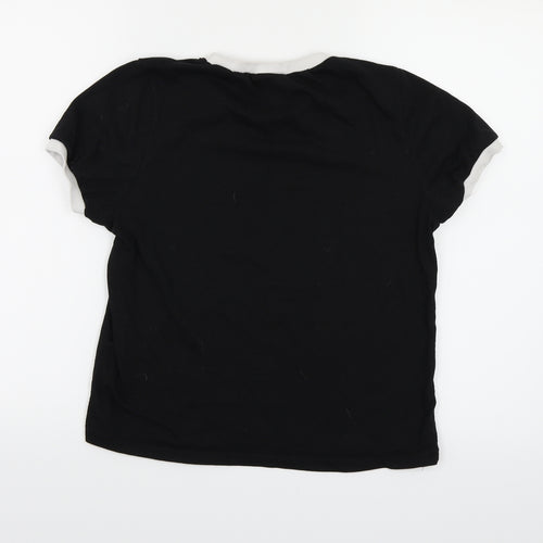 Boohoo Womens Black  Jersey Ringer T-Shirt Size 12