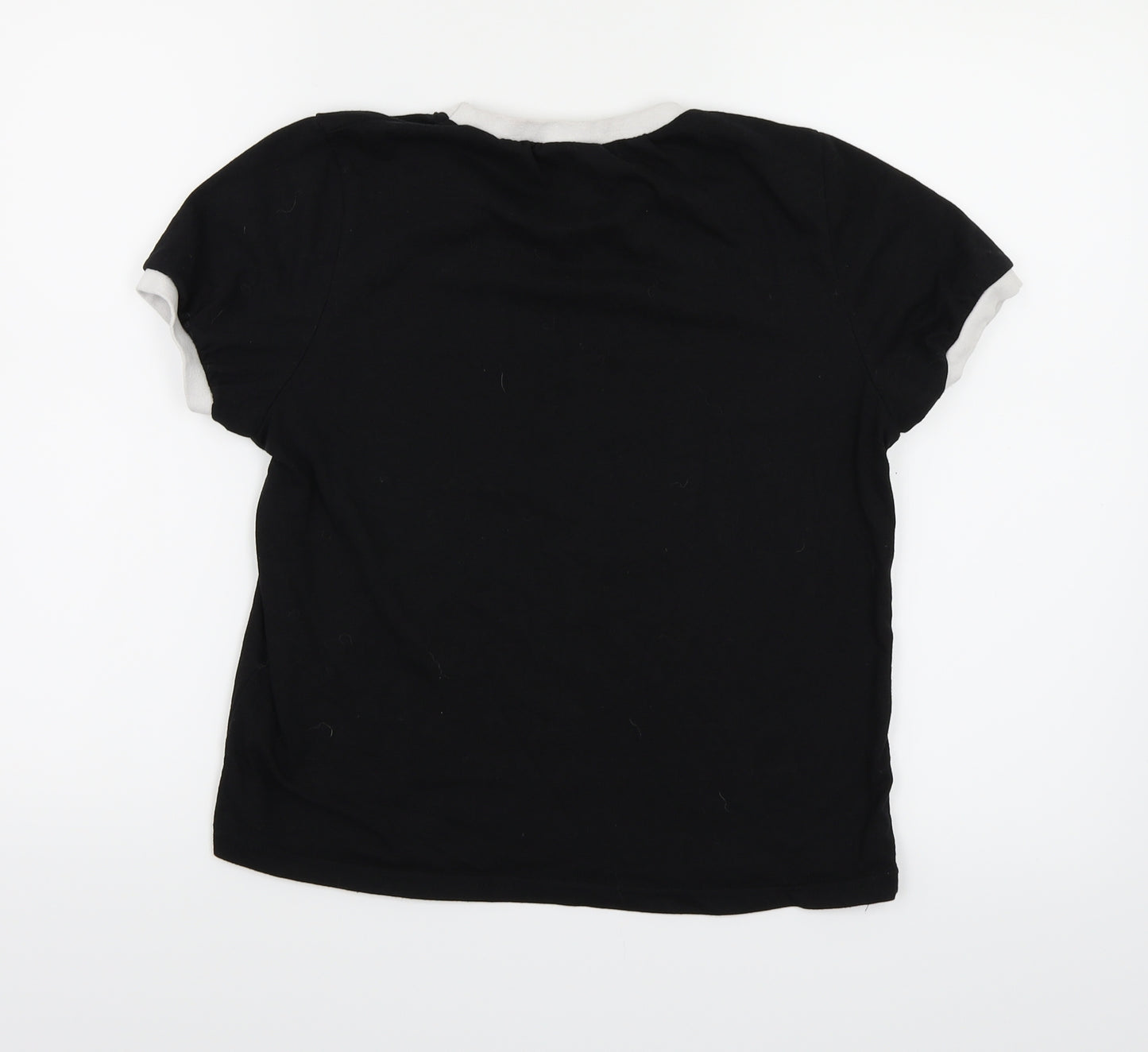 Boohoo Womens Black  Jersey Ringer T-Shirt Size 12