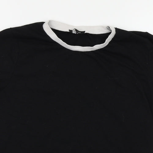 Boohoo Womens Black  Jersey Ringer T-Shirt Size 12