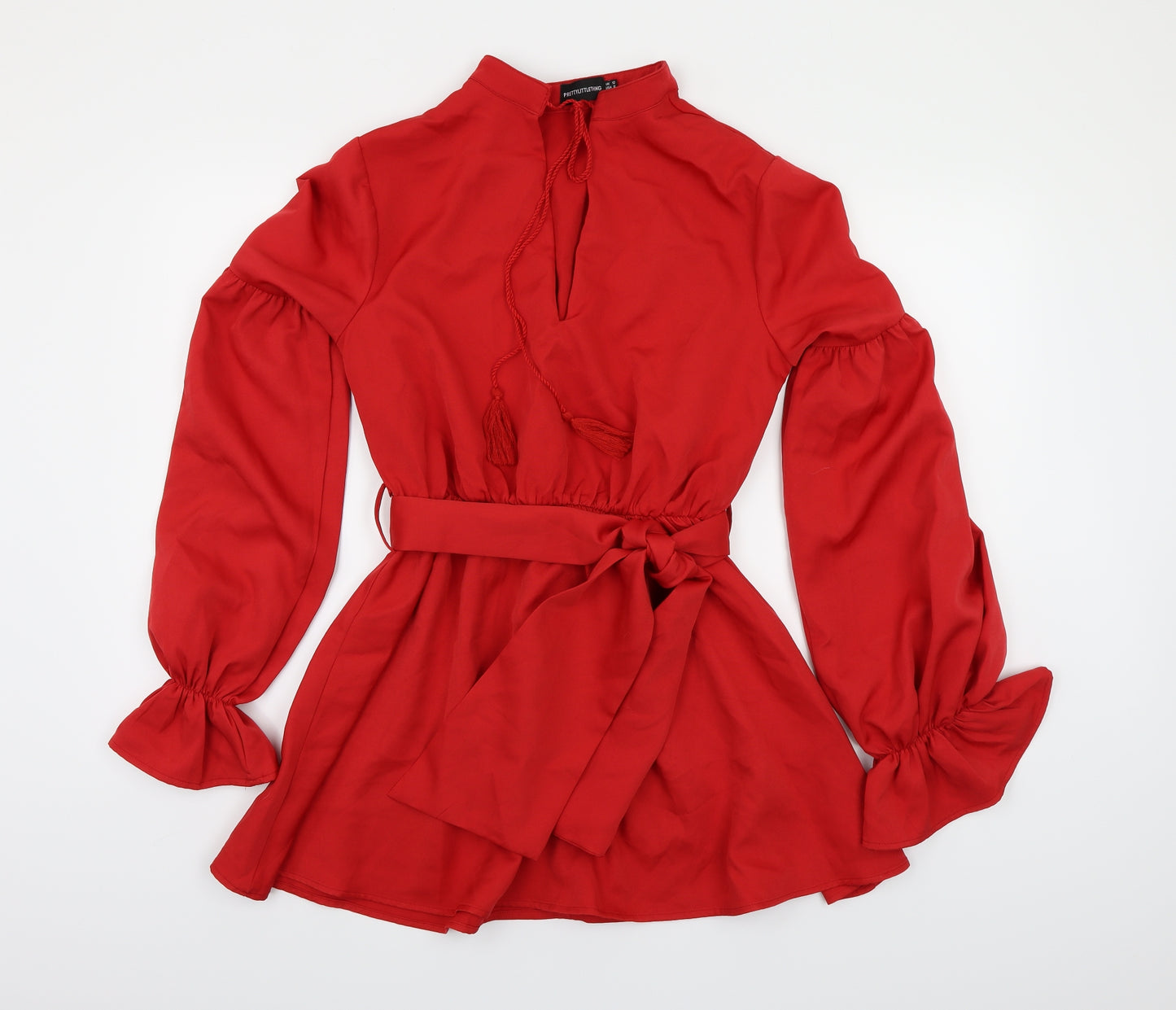 PRETTYLITTLETHING Womens Red  Satin Fit & Flare  Size 12