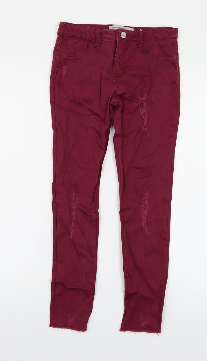 Denim & Co. Girls Purple Denim Skinny Jeans Size 11-12 Years - Distressed