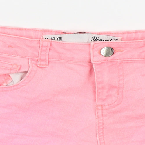 Denim & Co. Girls Pink Batik Denim Cut-Off Shorts Size 11-12 Years