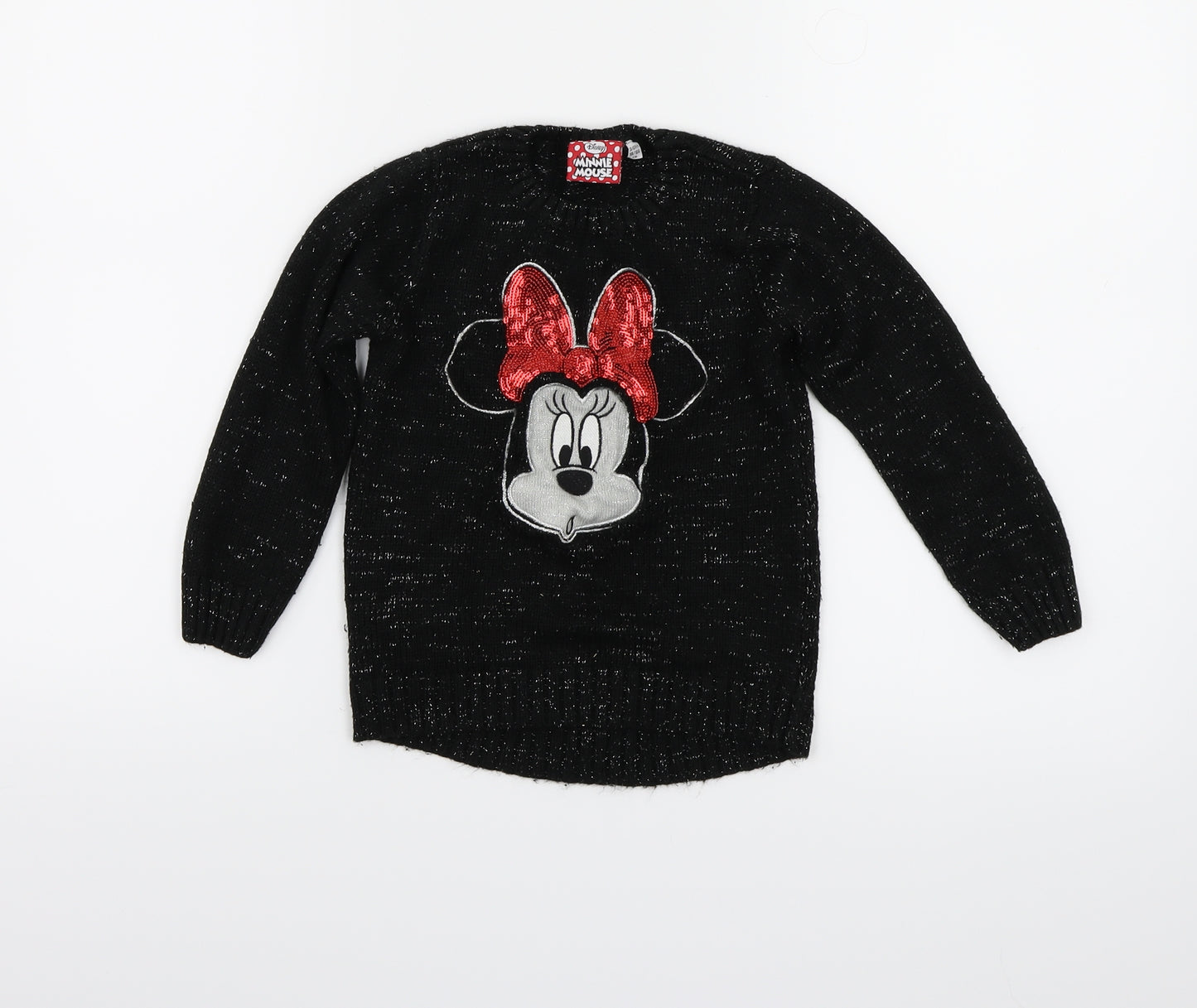 Disney Girls Black  Knit Pullover Jumper Size 3-4 Years  - Minnie mouse