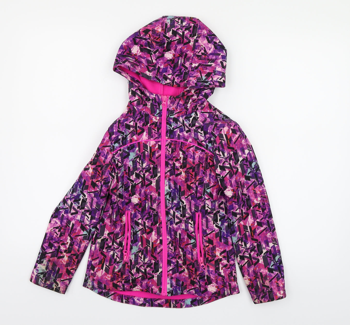 TU Girls Purple Geometric Softshell Anorak Jacket Size 7-8 Years