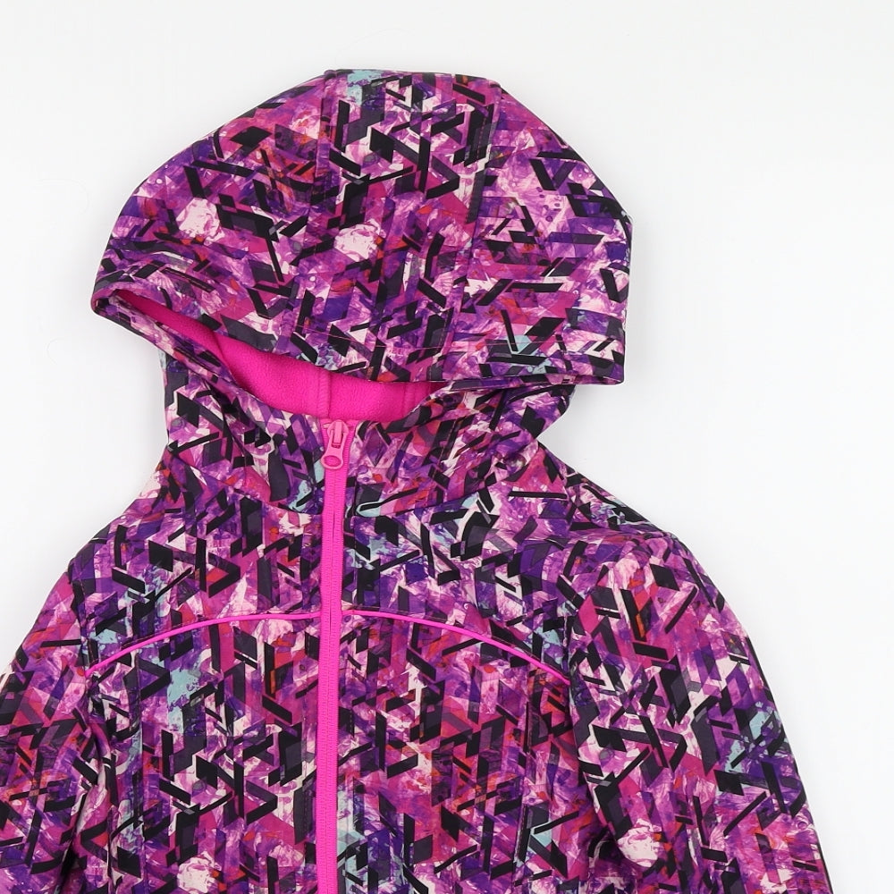 TU Girls Purple Geometric Softshell Anorak Jacket Size 7-8 Years