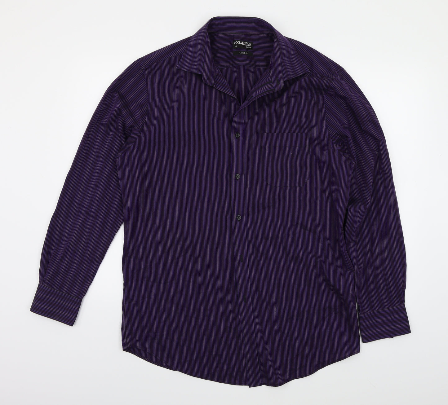 Debenhams Mens Purple Striped   Button-Up Size 16