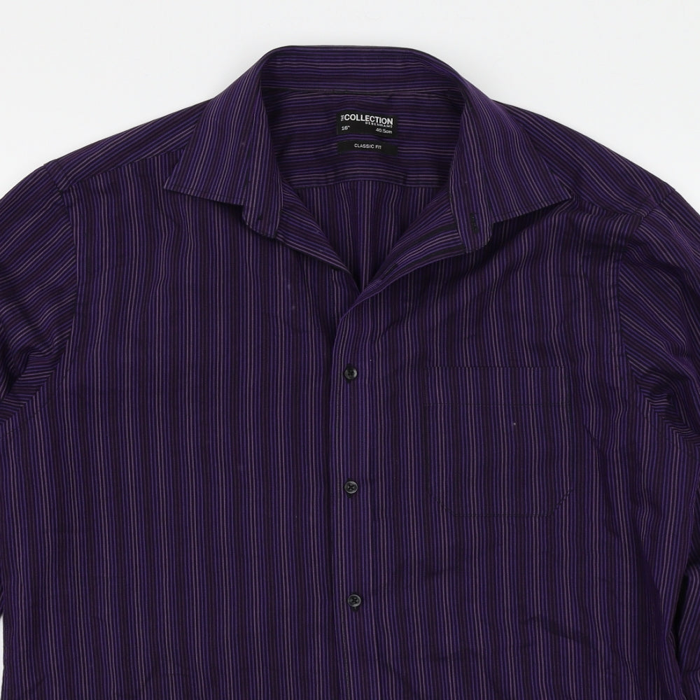 Debenhams Mens Purple Striped   Button-Up Size 16
