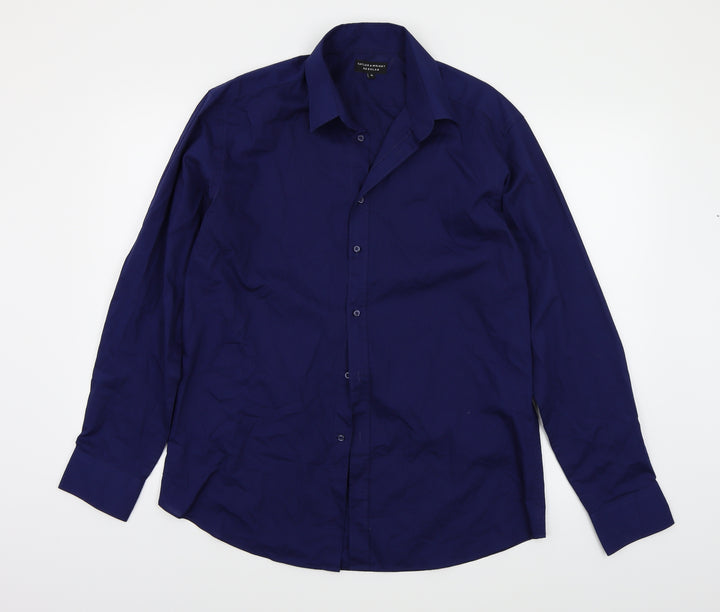 Taylor & Wright Mens Blue Button-Up Size 16