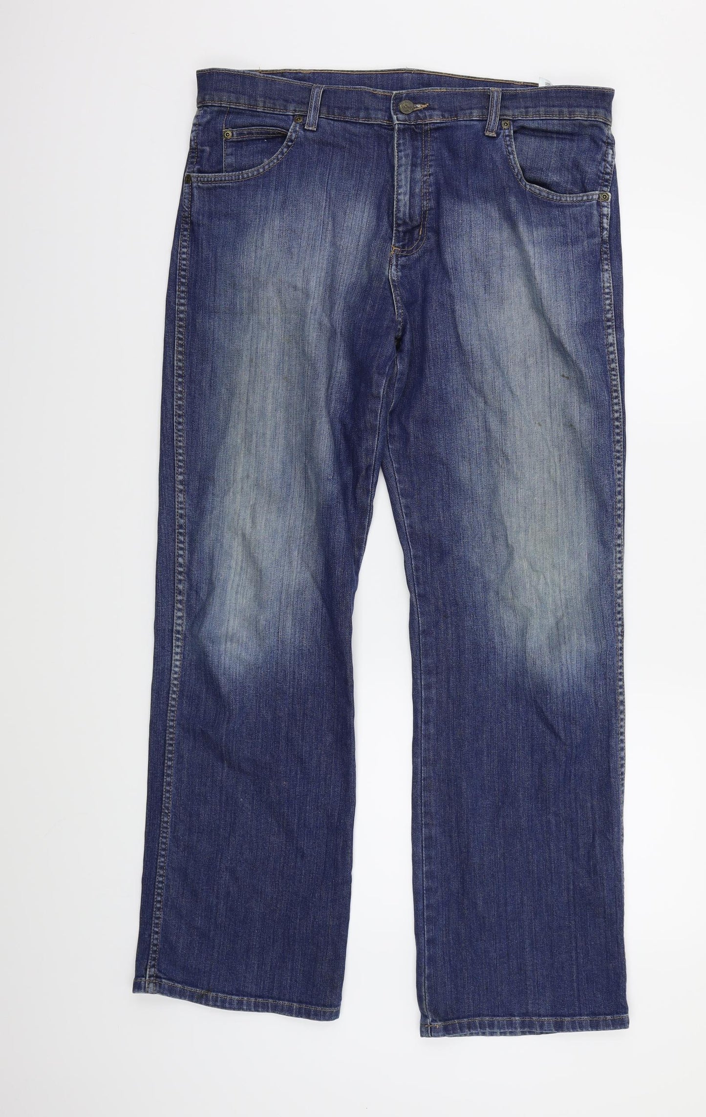 Wrangler Mens Blue  Denim Straight Jeans Size 36 in L32 in
