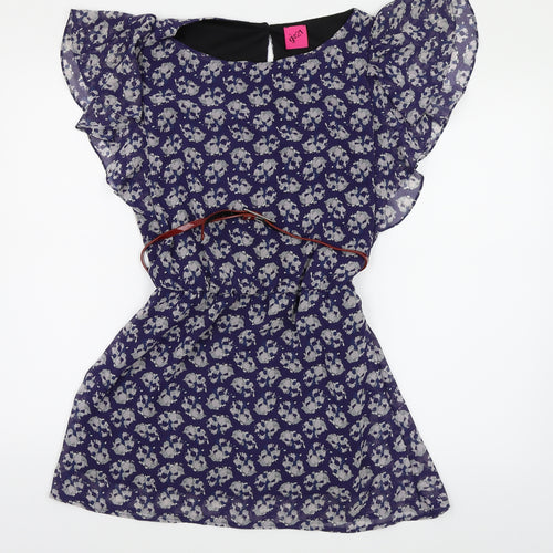 George Womens Blue Floral Chiffon Shift  Size 10