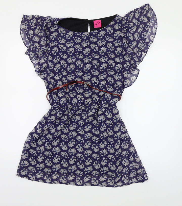 George Womens Blue Floral Chiffon Shift  Size 10