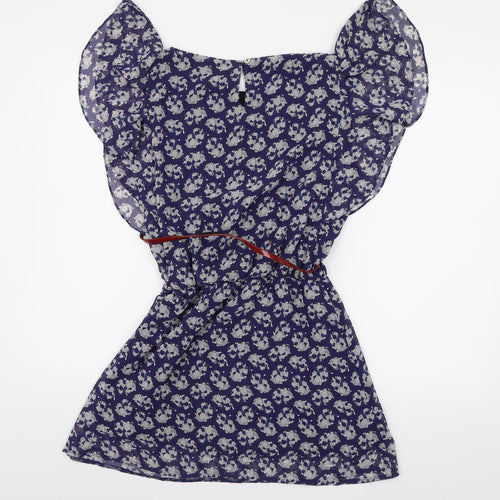 George Womens Blue Floral Chiffon Shift  Size 10