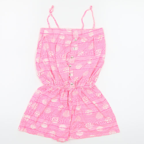 Young Dimension Girls Pink Geometric Jersey Playsuit One-Piece Size 10-11 Years