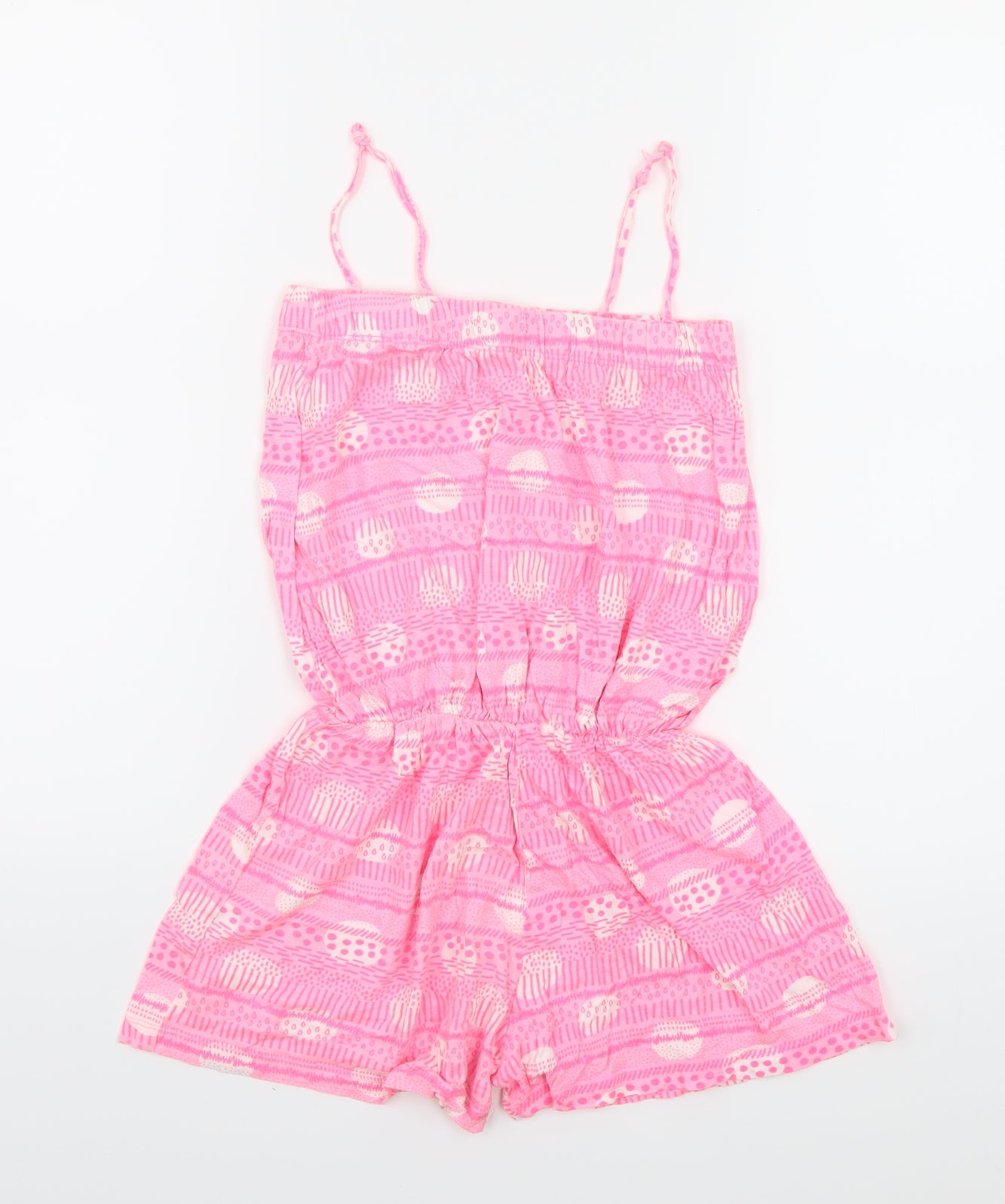Young Dimension Girls Pink Geometric Jersey Playsuit One-Piece Size 10-11 Years