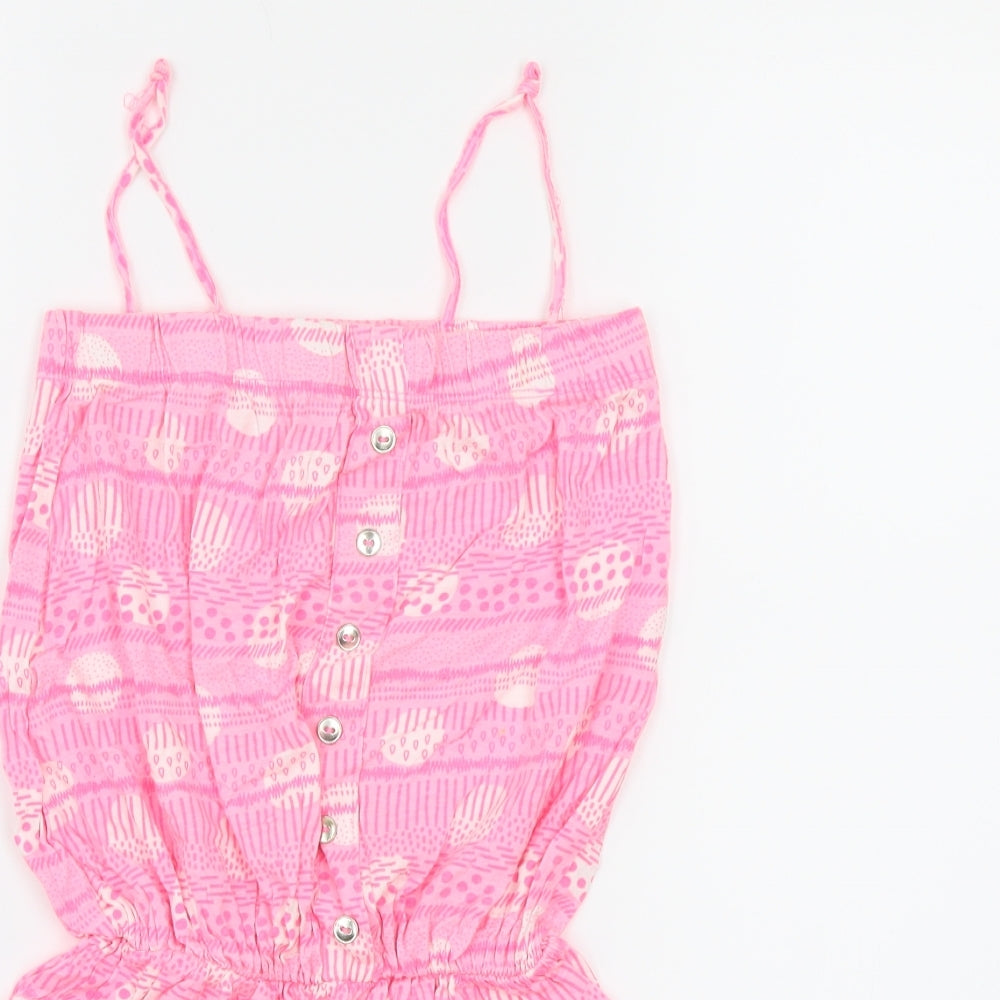 Young Dimension Girls Pink Geometric Jersey Playsuit One-Piece Size 10-11 Years