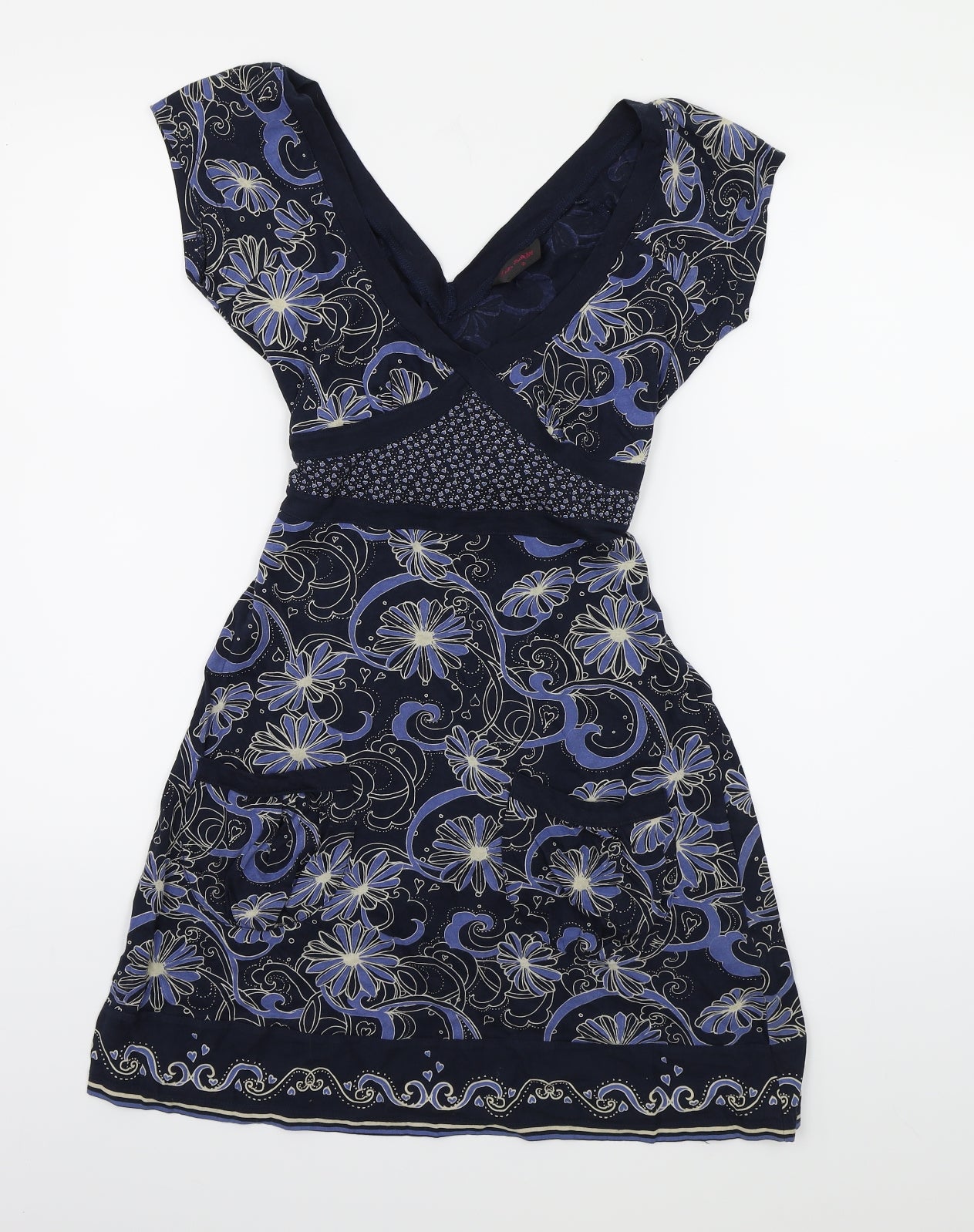 Miss Selfridge Womens Blue Geometric  Fit & Flare  Size 10