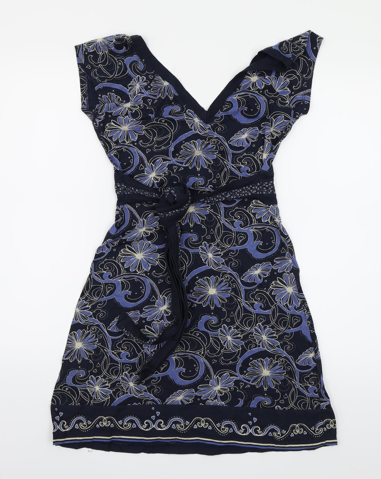 Miss Selfridge Womens Blue Geometric  Fit & Flare  Size 10