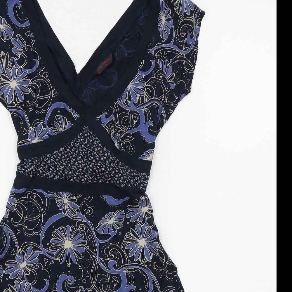 Miss Selfridge Womens Blue Geometric  Fit & Flare  Size 10