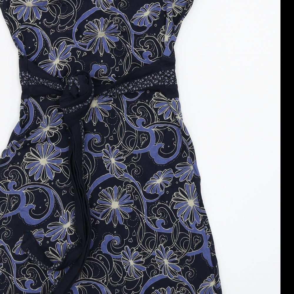 Miss Selfridge Womens Blue Geometric  Fit & Flare  Size 10