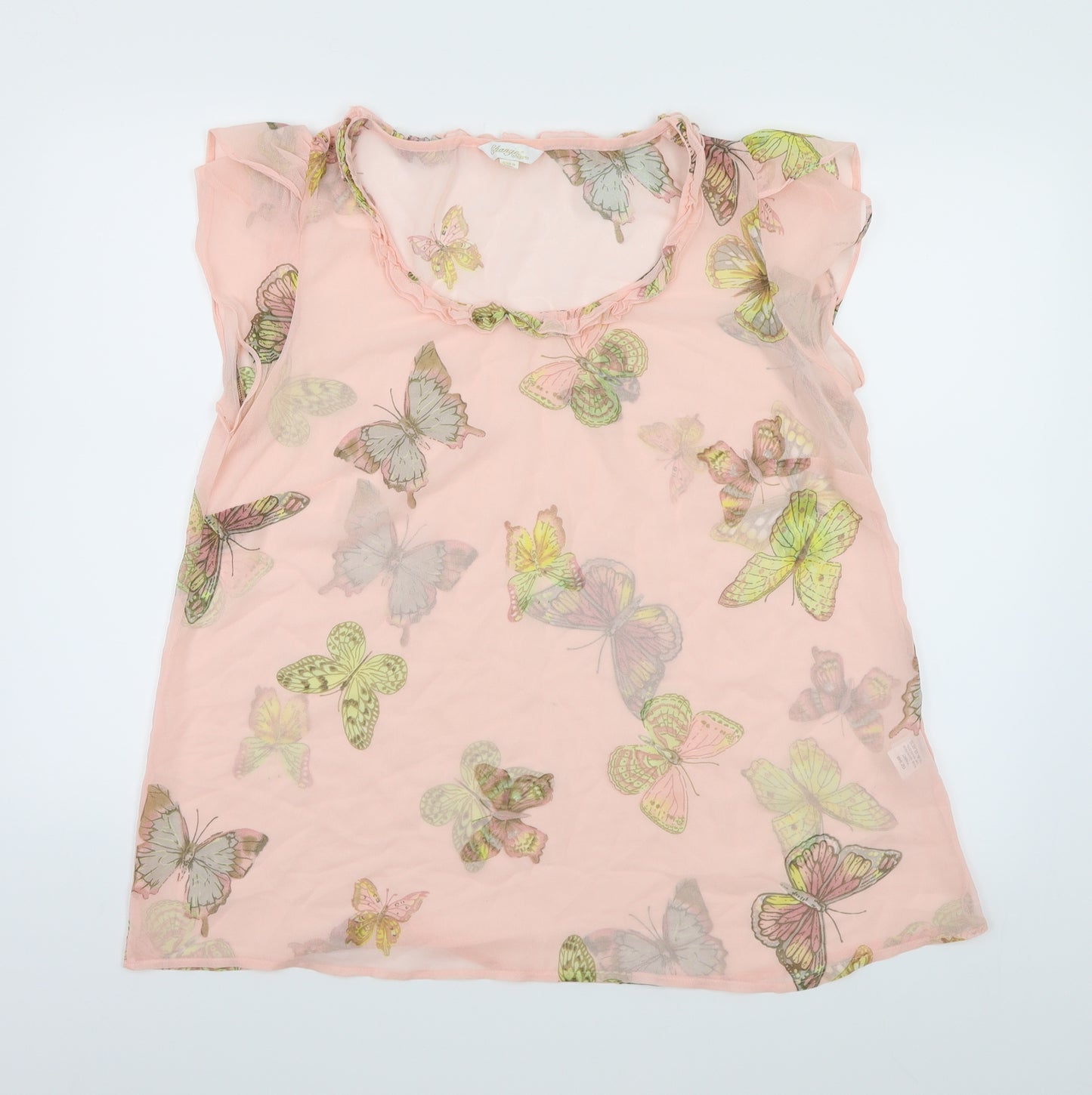 Changes By Together Womens Pink Geometric Chiffon Basic Blouse Size 14