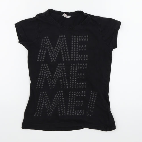 Miss E-vie Girls Black  Jersey Basic T-Shirt Size 9-10 Years