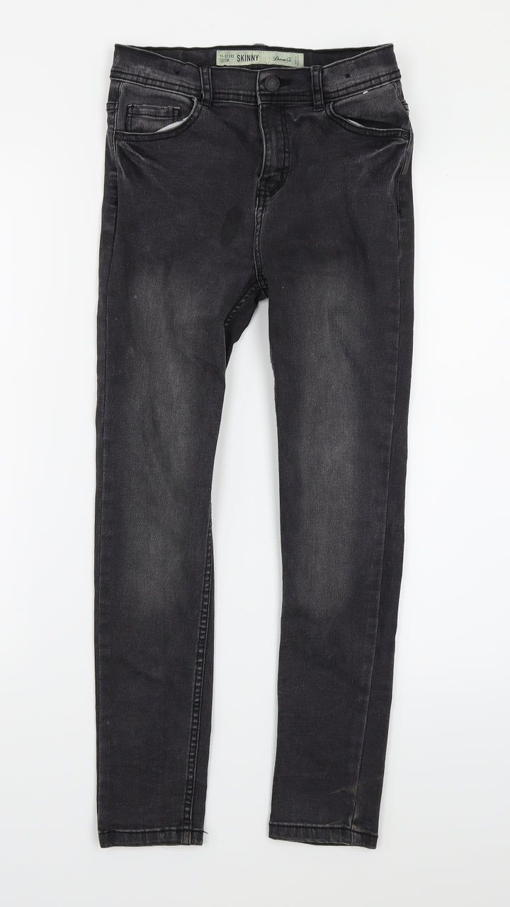 Denim & Co. Girls Black Denim Skinny Jeans Size 11-12 Years