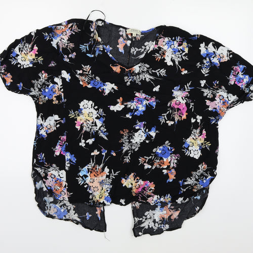 Papaya Womens Black Floral  Basic Blouse Size 18