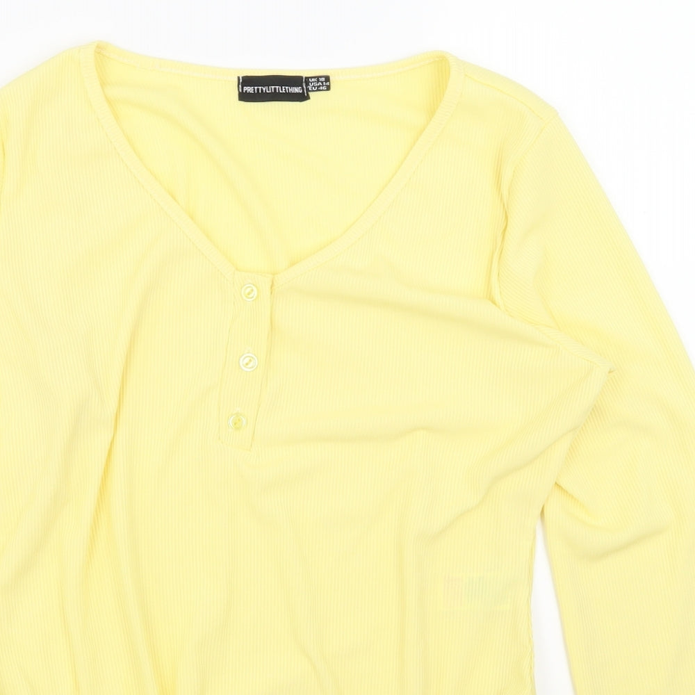 PRETTYLITTLETHING Womens Yellow   Basic T-Shirt Size 18
