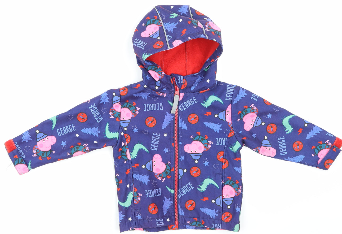 Pepper pig  Blue Animal Print  Jacket Coat Size 12-18 Months