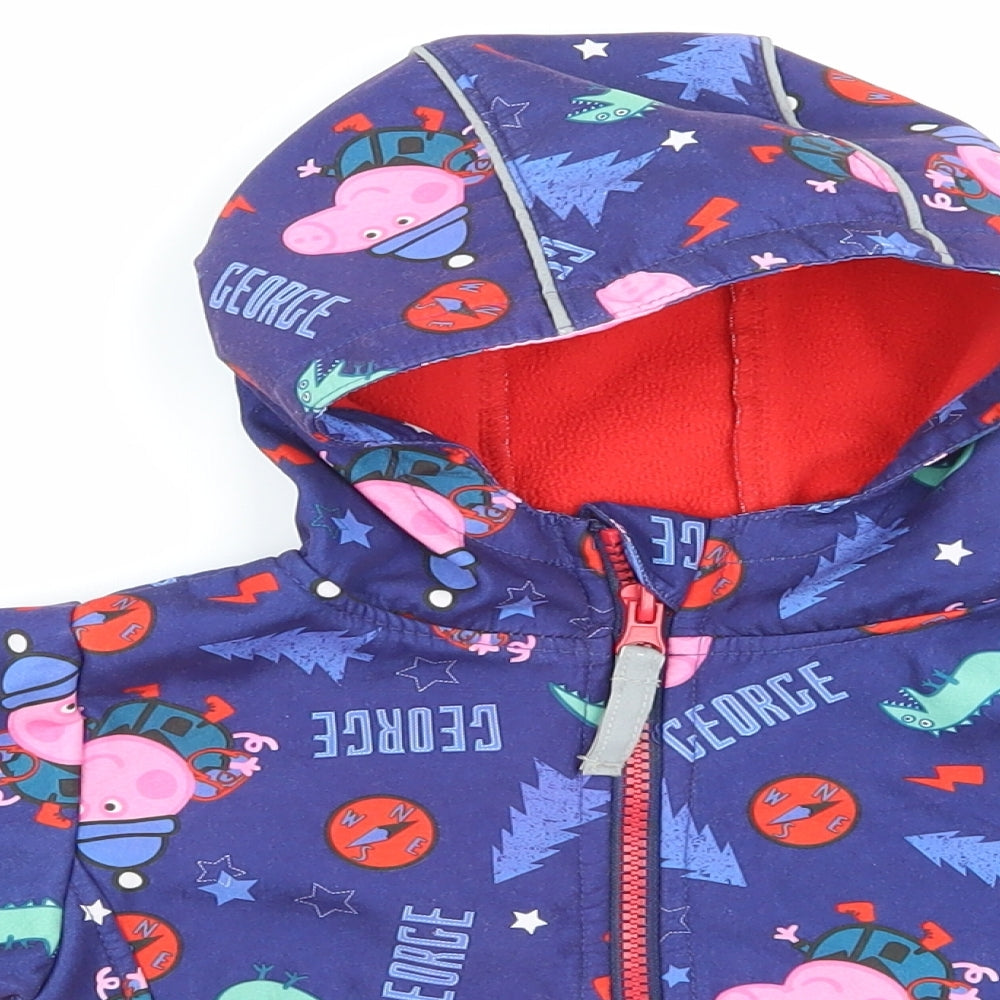 Pepper pig  Blue Animal Print  Jacket Coat Size 12-18 Months