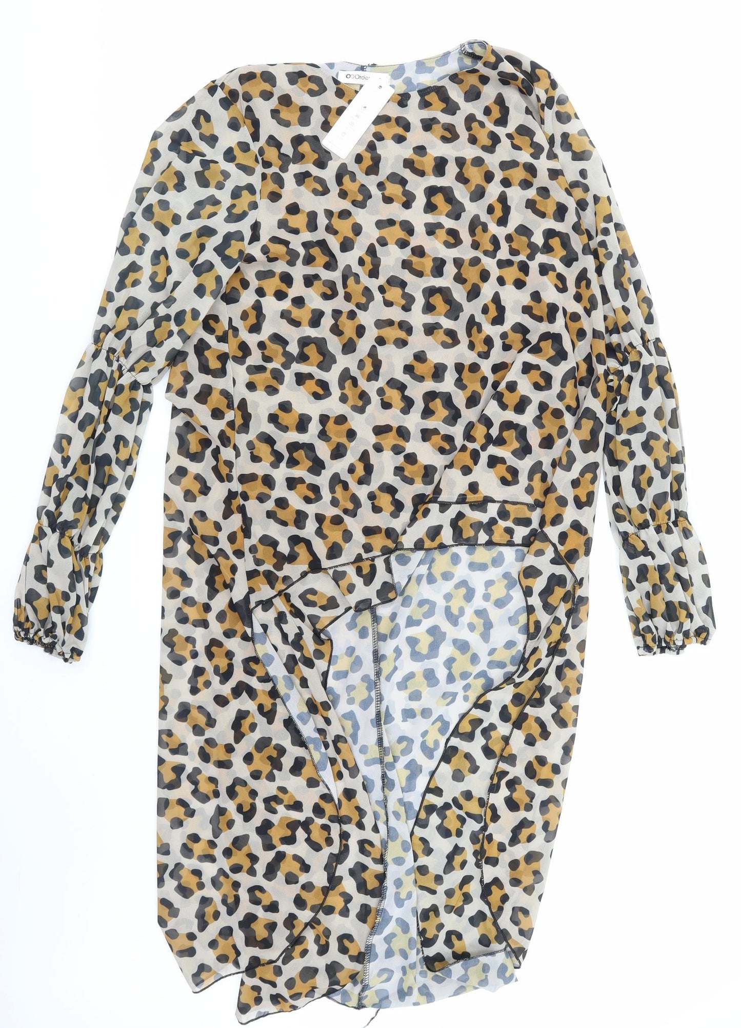 orderplus Womens Brown Animal Print  Basic Blouse Size XL