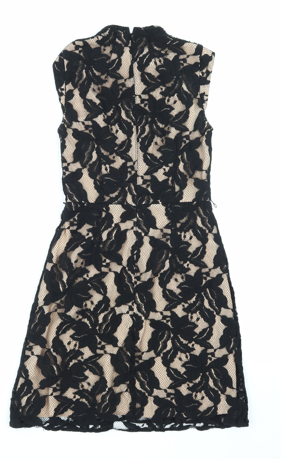 Oasis Womens Black Floral Lace Pinafore/Dungaree Dress  Size 8