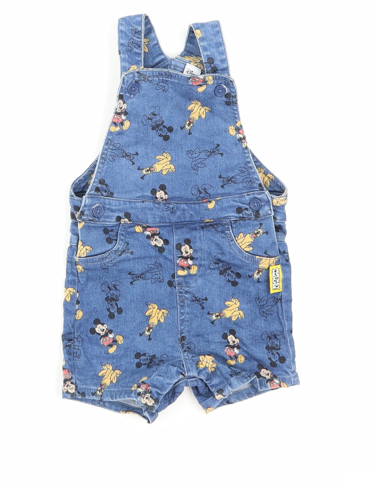 Disney Boys Blue Animal Print Denim Dungaree One-Piece Size 12-18 Months