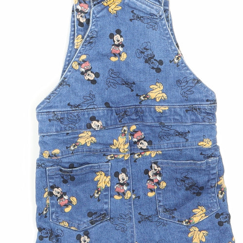 Disney Boys Blue Animal Print Denim Dungaree One-Piece Size 12-18 Months