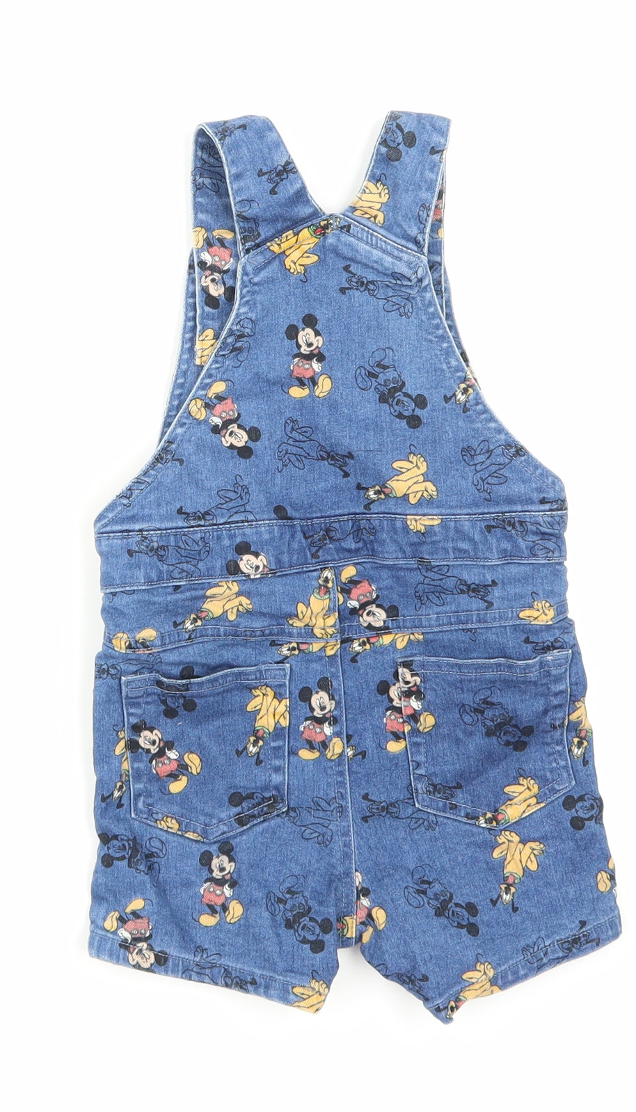 Disney Boys Blue Animal Print Denim Dungaree One-Piece Size 12-18 Months