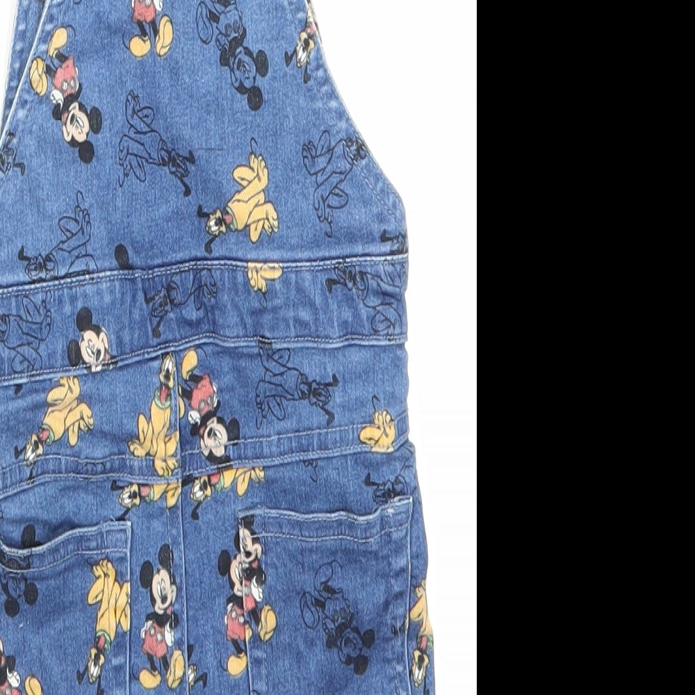 Disney Boys Blue Animal Print Denim Dungaree One-Piece Size 12-18 Months