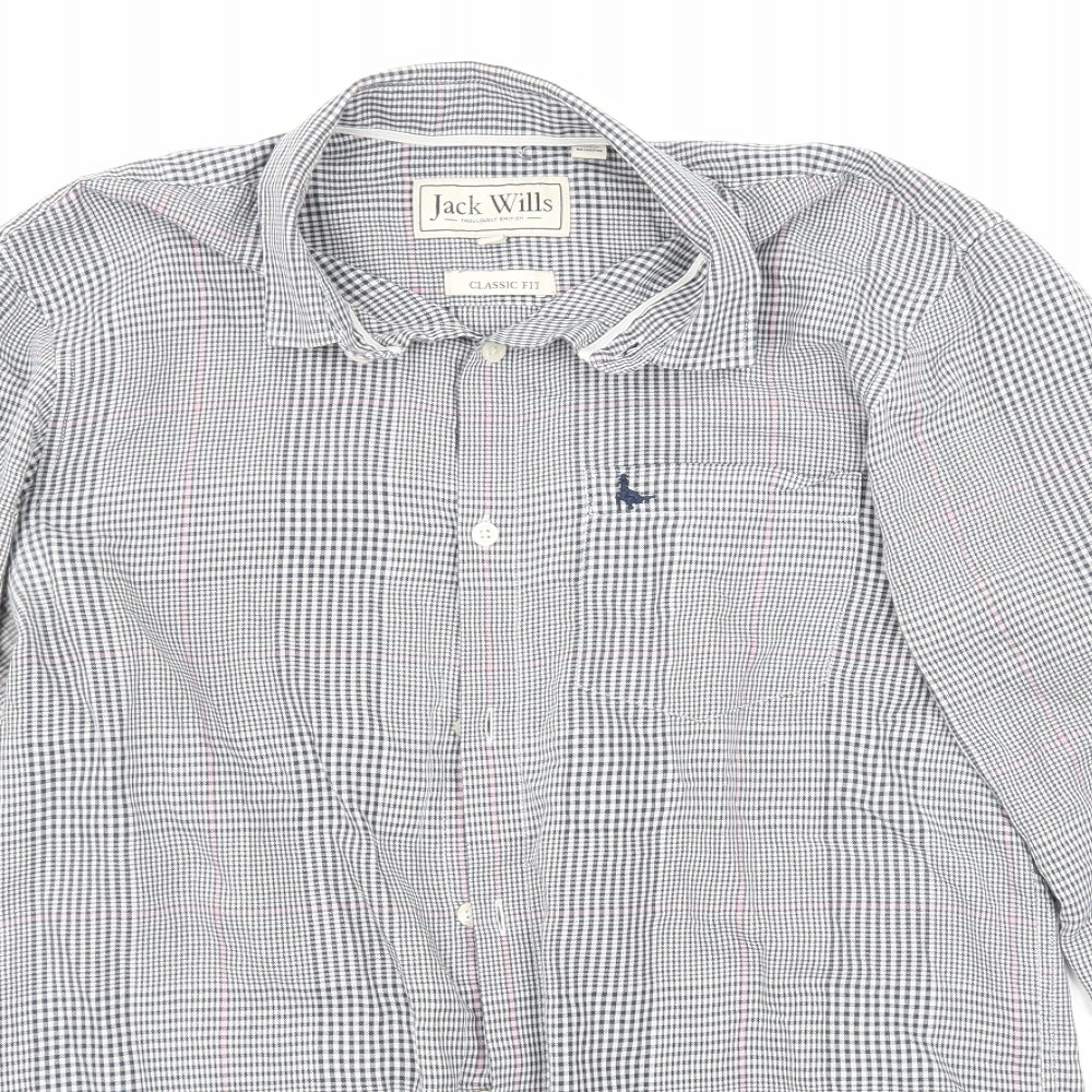 Jack Wills Mens Grey Check   Button-Up Size M