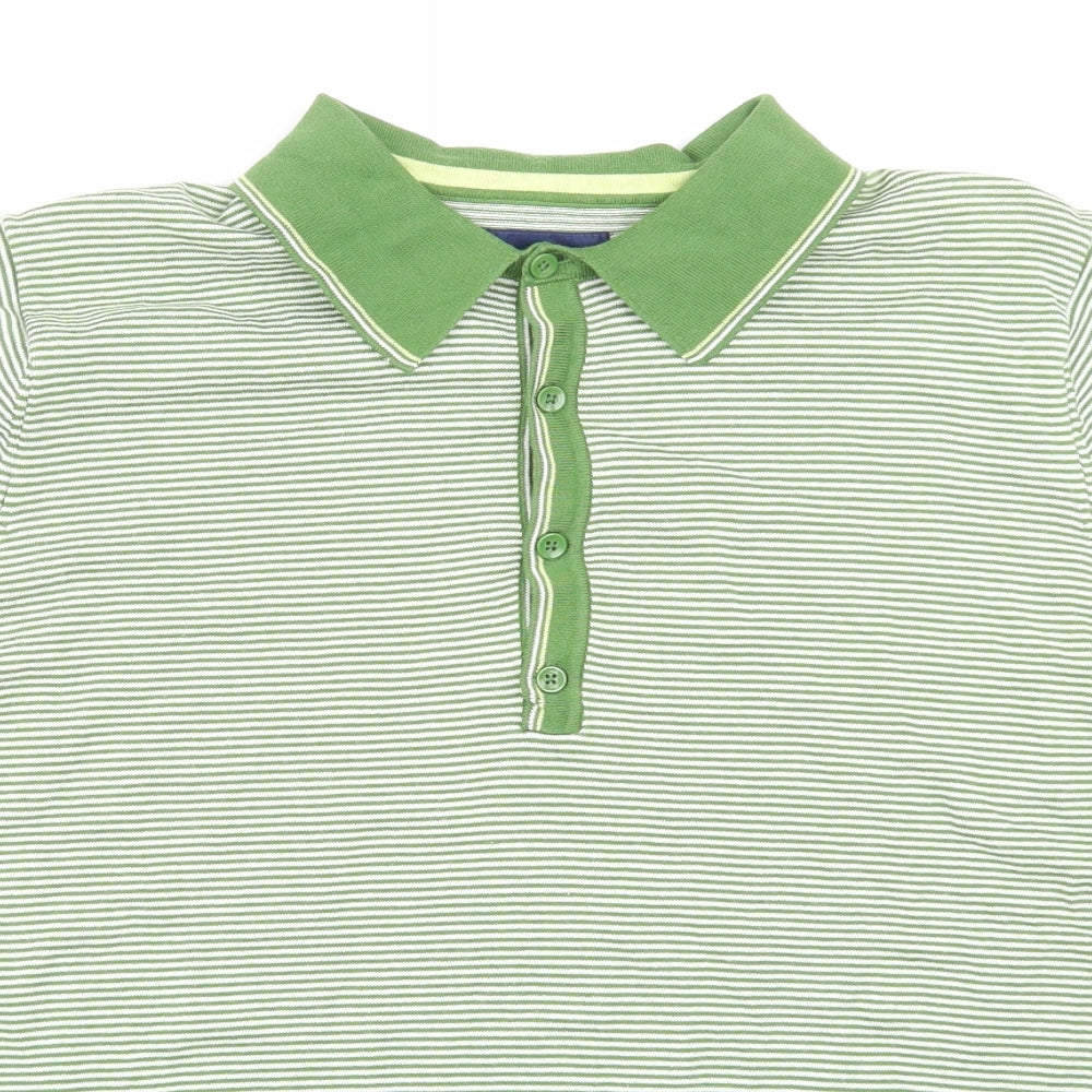 NEXT Mens Green Striped   Button-Up Size M