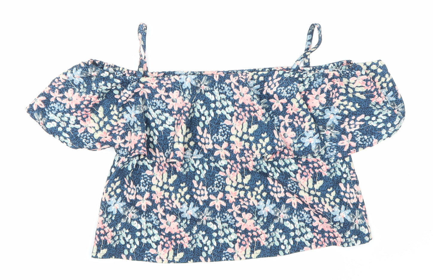 Kylie Girls Blue Floral  Basic Tank Size 12 Years