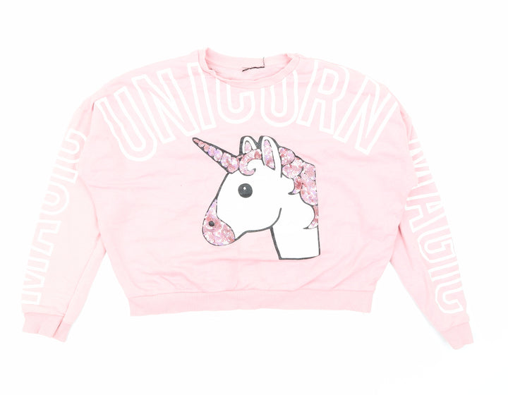 Primark Girls Pink   Pullover Sweatshirt Size 10-11 Years