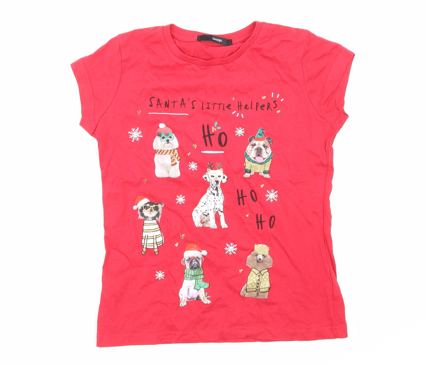 George Girls Red   Basic T-Shirt Size 9-10 Years