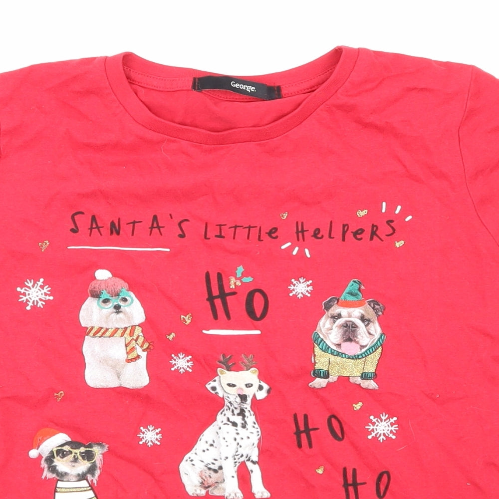 George Girls Red   Basic T-Shirt Size 9-10 Years