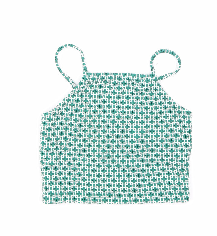 Topshop Womens Green Argyle/Diamond Basic Tank Size 6