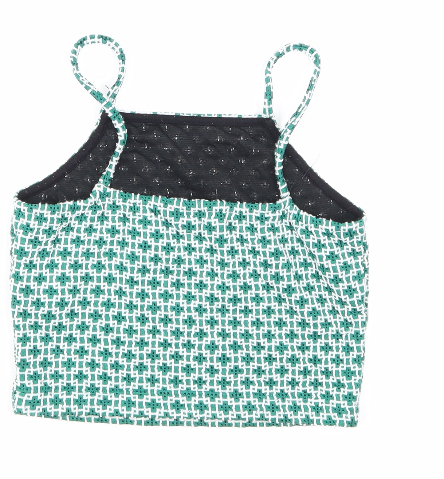 Topshop Womens Green Argyle/Diamond  Basic Tank Size 6