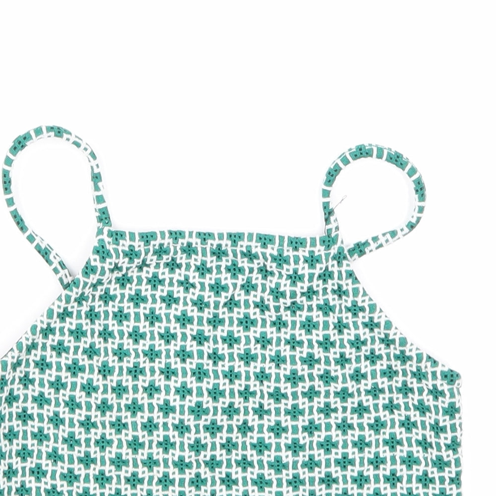 Topshop Womens Green Argyle/Diamond  Basic Tank Size 6