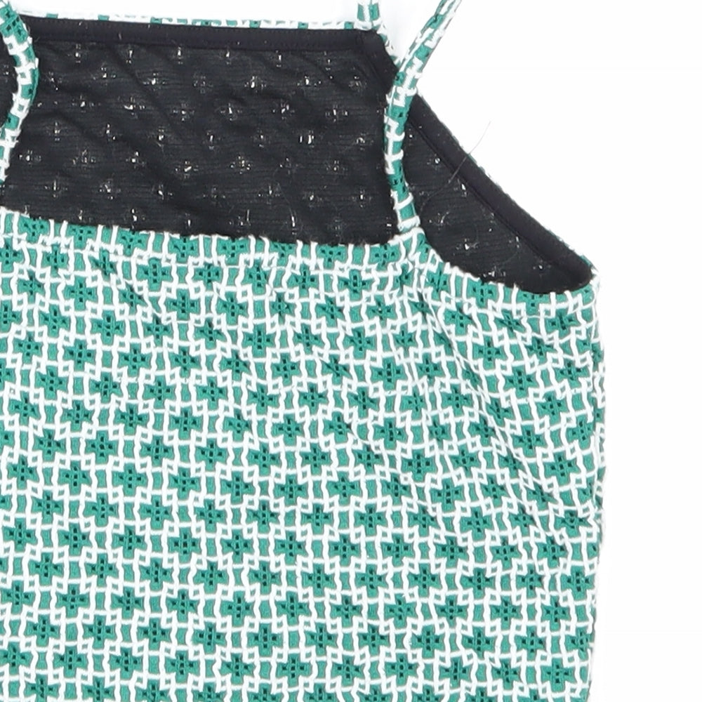 Topshop Womens Green Argyle/Diamond  Basic Tank Size 6
