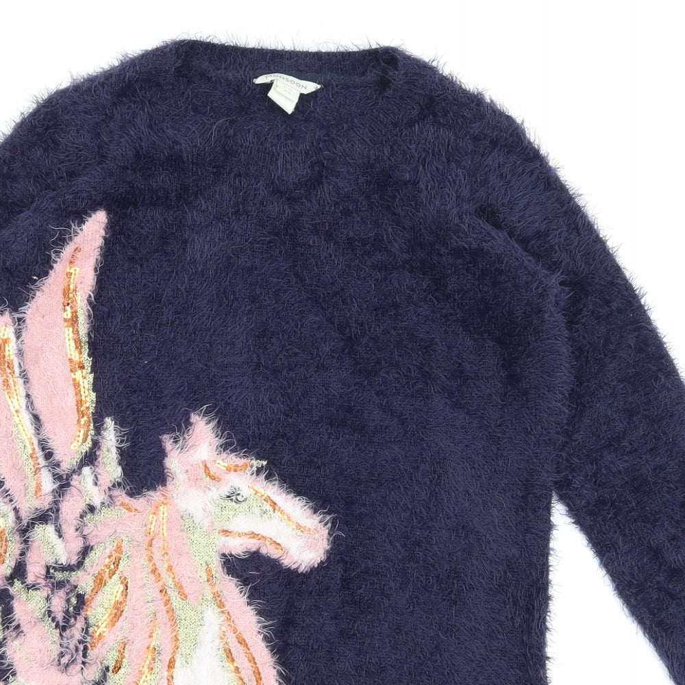 Monsoon Girls Blue Animal Print  Jumper Dress  Size 11-12 Years
