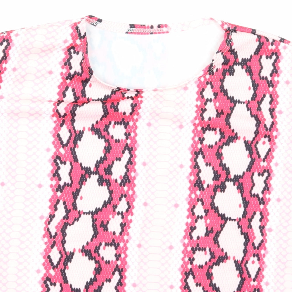 Moda Womens Pink Animal Print  Basic T-Shirt Size 10